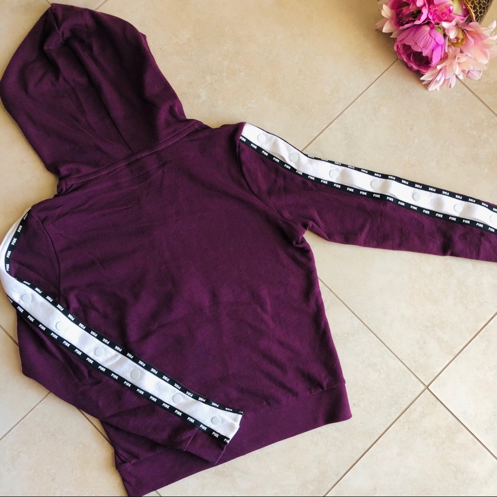 VS PINK Snap Sleeve Perfect Full Zip Hoodie Small - Picture 5 of 7
